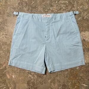Orlebar Brown Shorts Mens 32 Blue Bulldog Cotton Buckle 6” Beach Resort